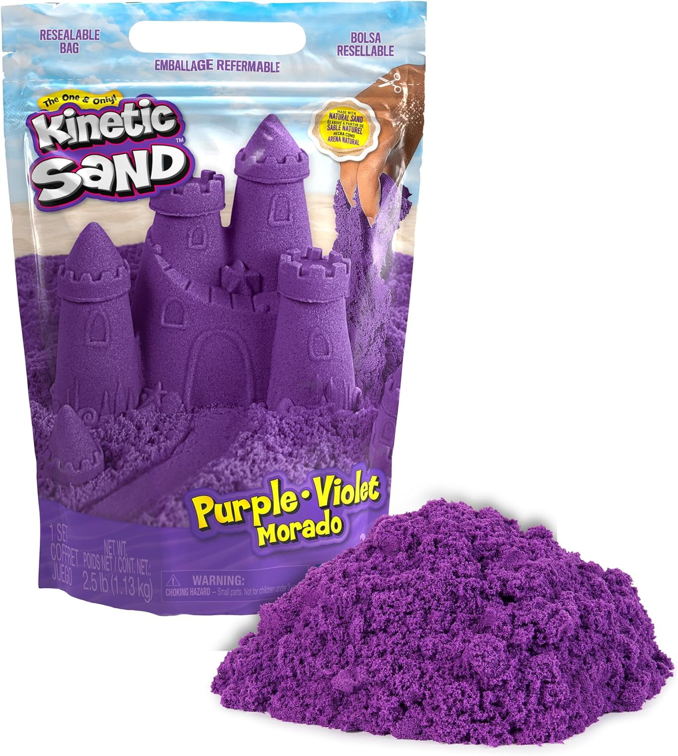 Kinetic Sand, 2.5lbs Purple Play Sand, Moldable Sensory Toys for Kids \u0026 Classroom, Resealable Bag, Back to School Teacher Must Haves, Ages 3+