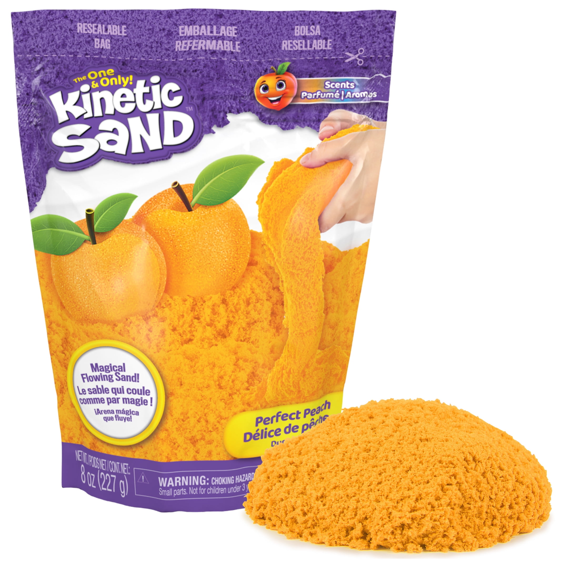 Kinetic Sand, 8oz Perfect Peach Scented Play Sand (Packaging May