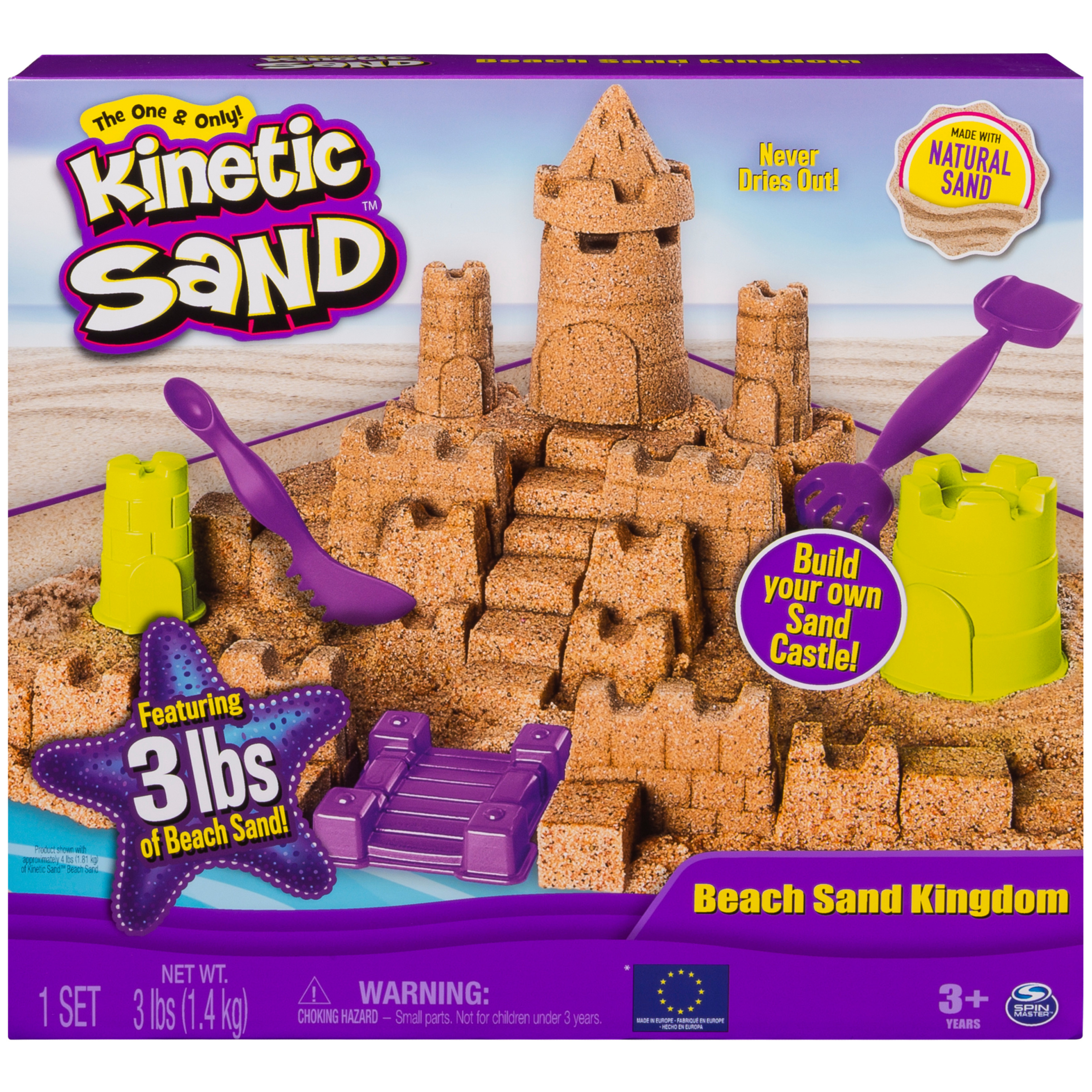 Kinetic Sand Beach Sand Kingdom Playset with 3lbs of Beach Sand, includes Molds and Tools, Play Sand Sensory Toys for Kids Ages 3 and up - image 1 of 9