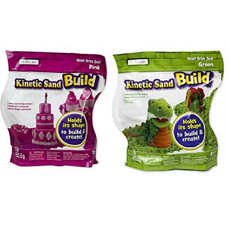 Kinetic Sand Build 2 Pound Play Pack 1 lb Green 1 lb Pink