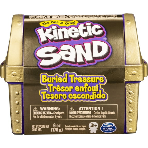 Kinetic Sand, Buried Treasure Playset with 6oz of Kinetic Sand and Surprise Hidden Tool (Style May Vary)