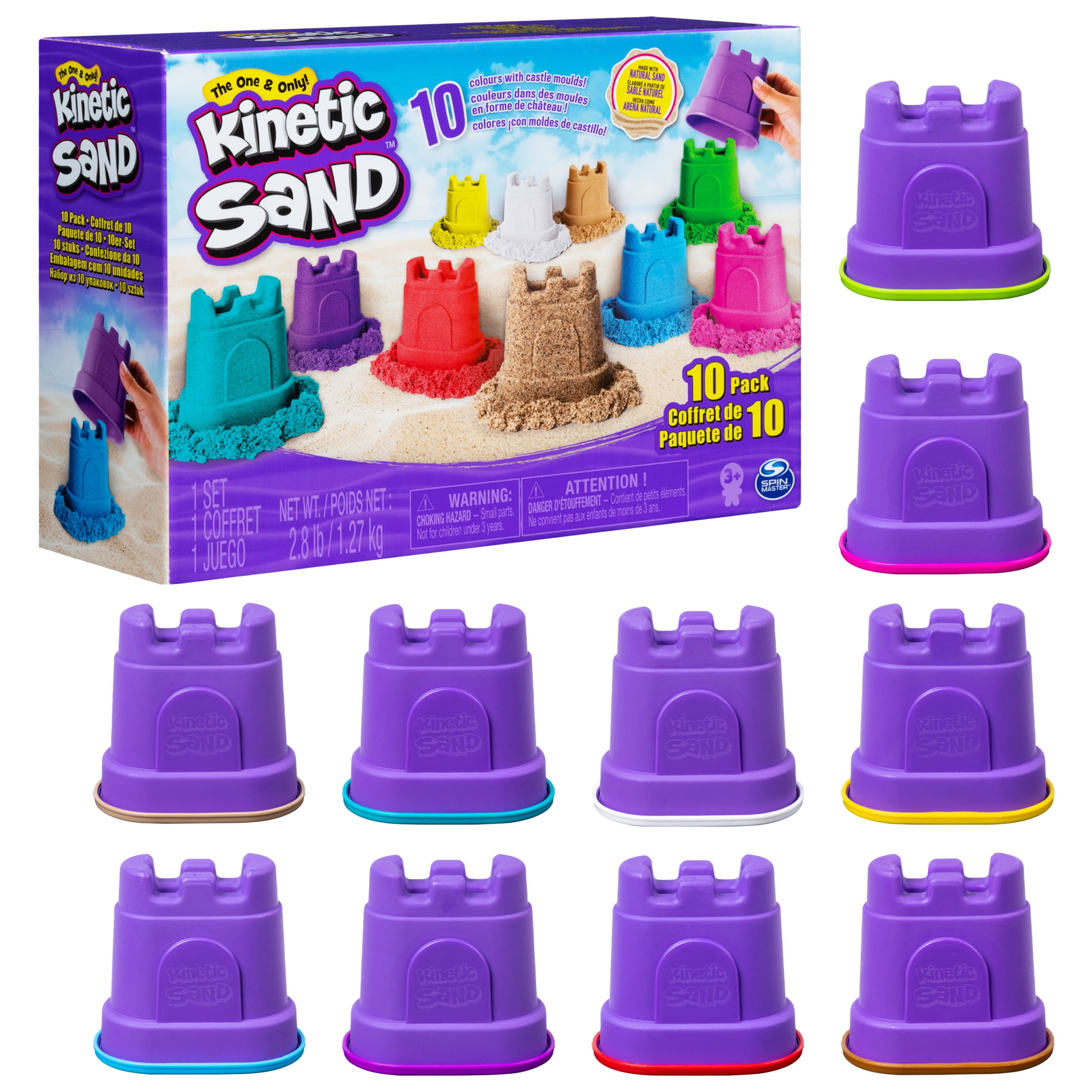 Kinetic Sand Castle Containers 10-Color Pack, Toddler Sandbox