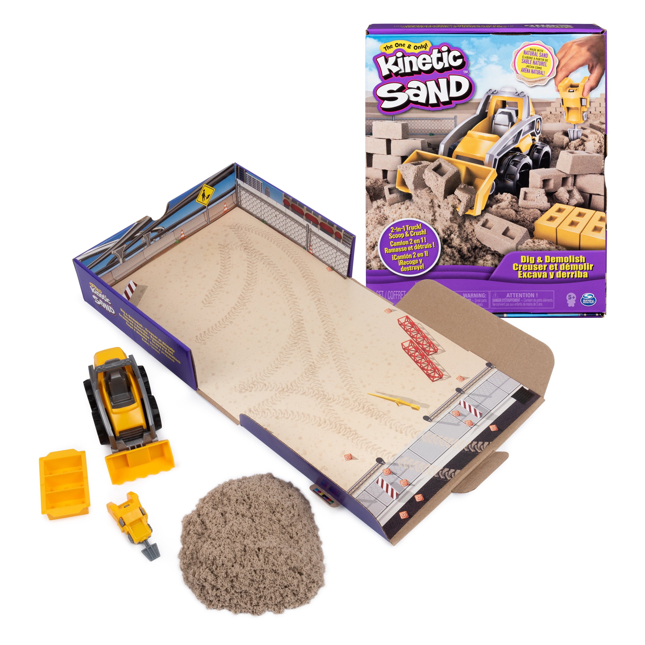 Kinetic Sand, Dig & Demolish Sensory Playset, 1lb, Construction