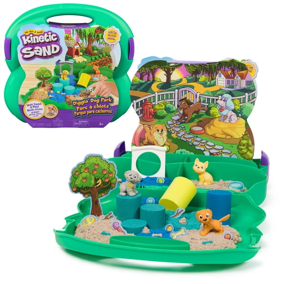 Kinetic Sand, Diggin Dog Park Set with 1.5lbs Play Sand & Tools