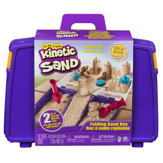 Kinetic Sand, The Original Moldable Sensory Play Sand, Folding Sand Box with 2lbs of Kinetic Sand and Mold and Tools