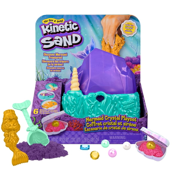 Kinetic Sand, Mermaid Crystal Playset, with Tools and Storage