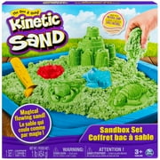 Kinetic Sand, Sandbox Playset with 1lb of Green Kinetic Sand and 3 Molds, for ages 3 and up