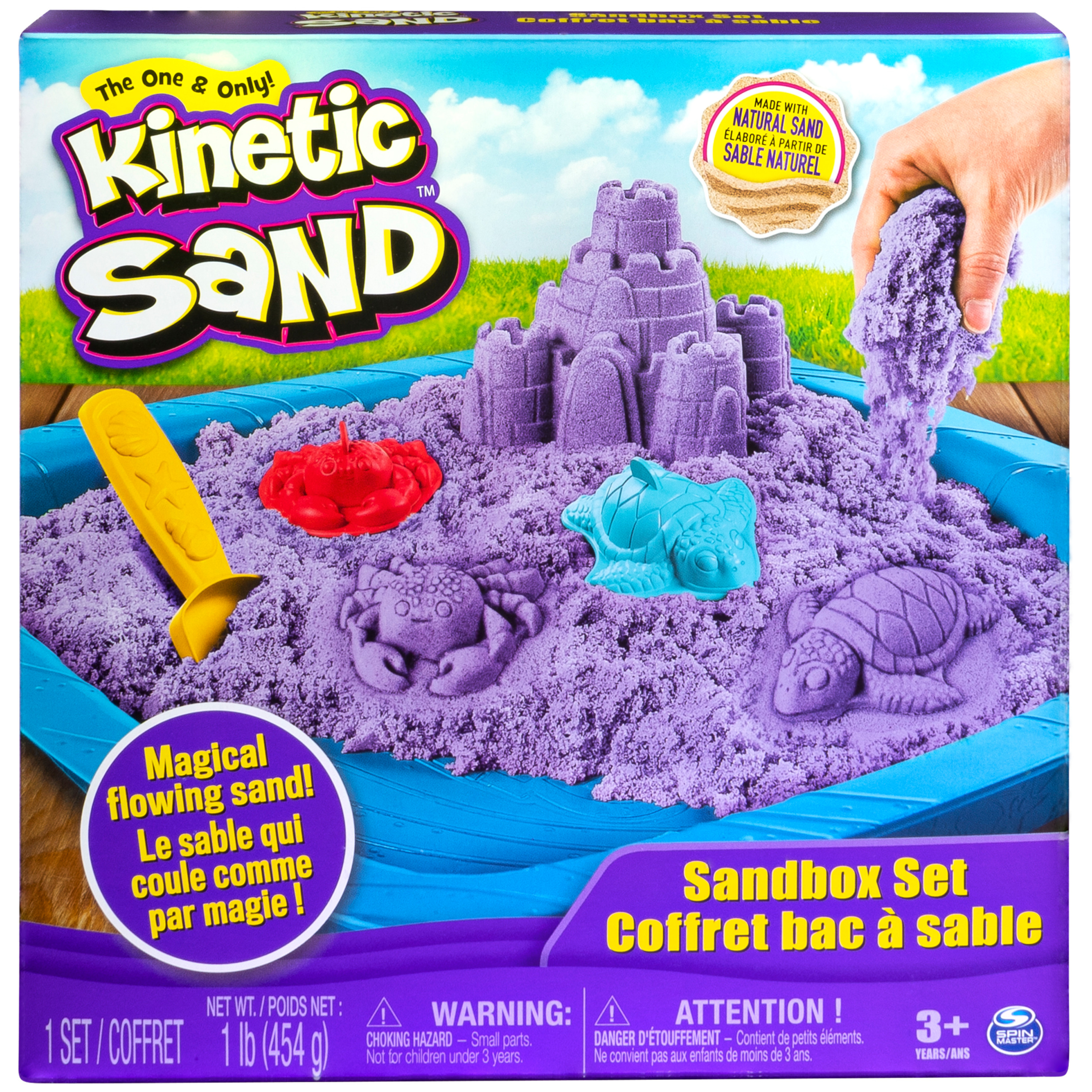 Kinetic Sand, Sandbox Playset with 1lb of Purple Kinetic Sand and 3 Molds, for Ages 3 and up - image 1 of 8
