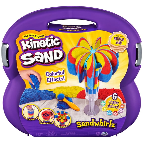 Kinetic Sand, Sandwhirlz Playset with 3 Colors of Kinetic Sand (2lbs) and Over 10 Tools, for Kids Aged 3 and up