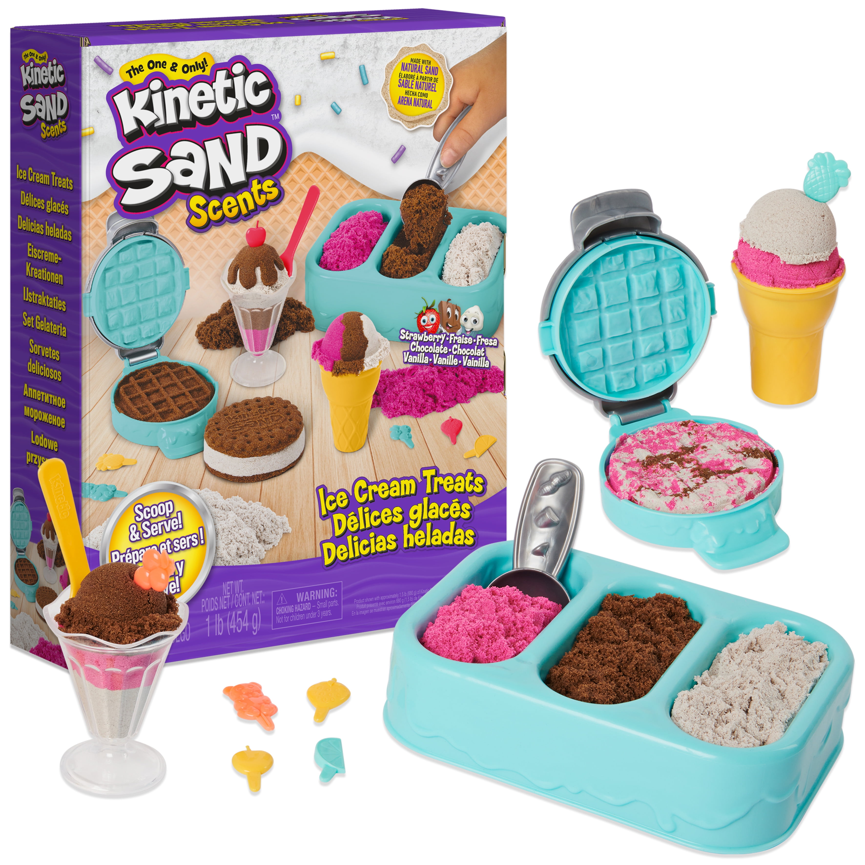 Kinetic Sand Scents, Ice Cream Treats Playset with 3 Colors of All-Natural  Scented Play Sand & 6 Serving Tools, Sensory Toys, Christmas Gifts for Kids  – Shop Spin Master