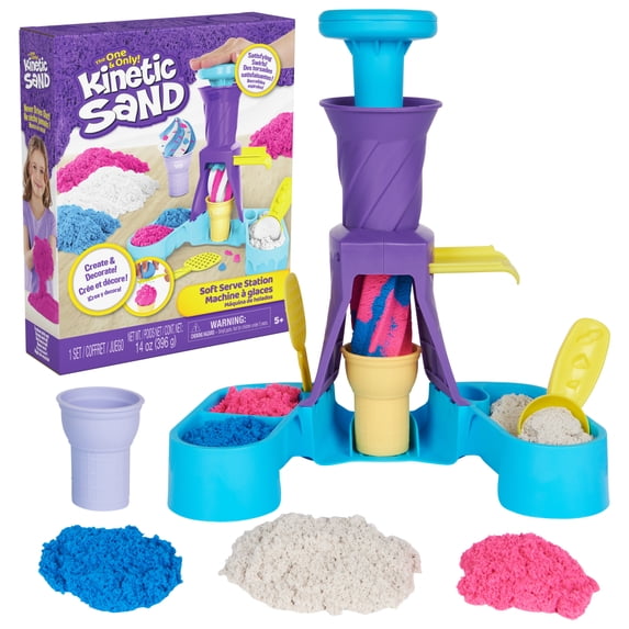 Kinetic Sand, Soft Serve Station with 14oz Play Sand, 2 Ice Cream Cones & 2 Tools