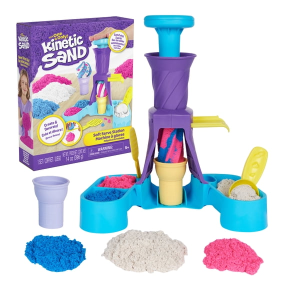 Kinetic Sand, Soft Serve Station with 14oz Play Sand, 2 Ice Cream Cones & 2 Tools