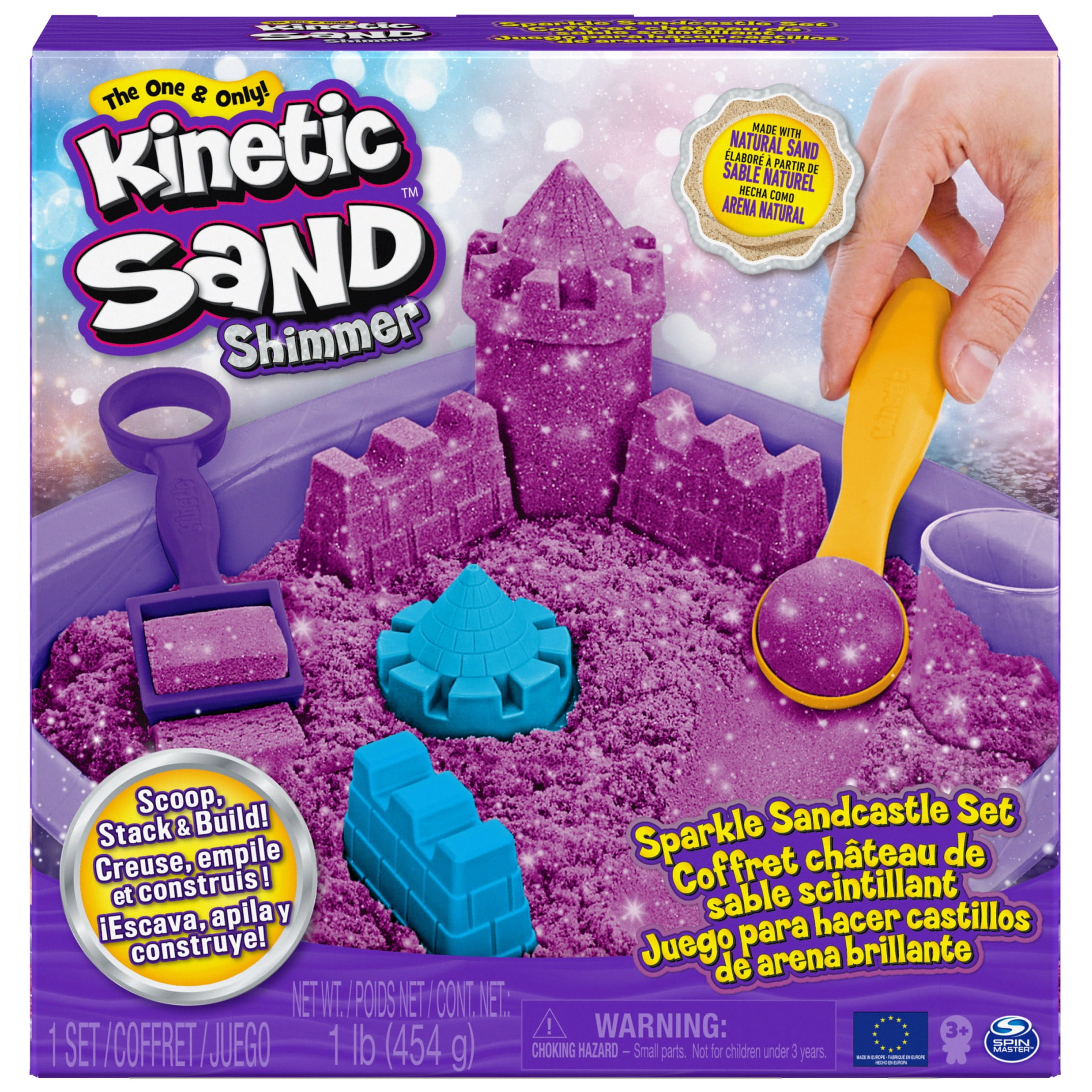 Kinetic Sand Sparkle Sandcastle Set w/ 1lb Purple Shimmer Kinetic