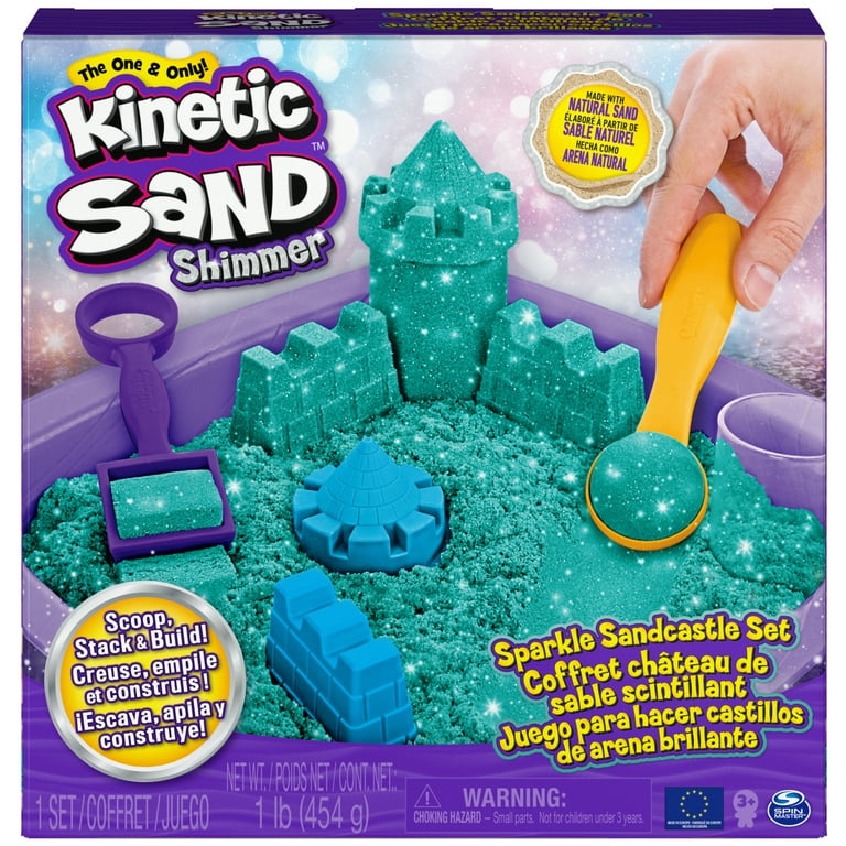Kinetic Sand Sparkle Sandcastle Set w/ 1lb Teal Shimmer Kinetic Sand