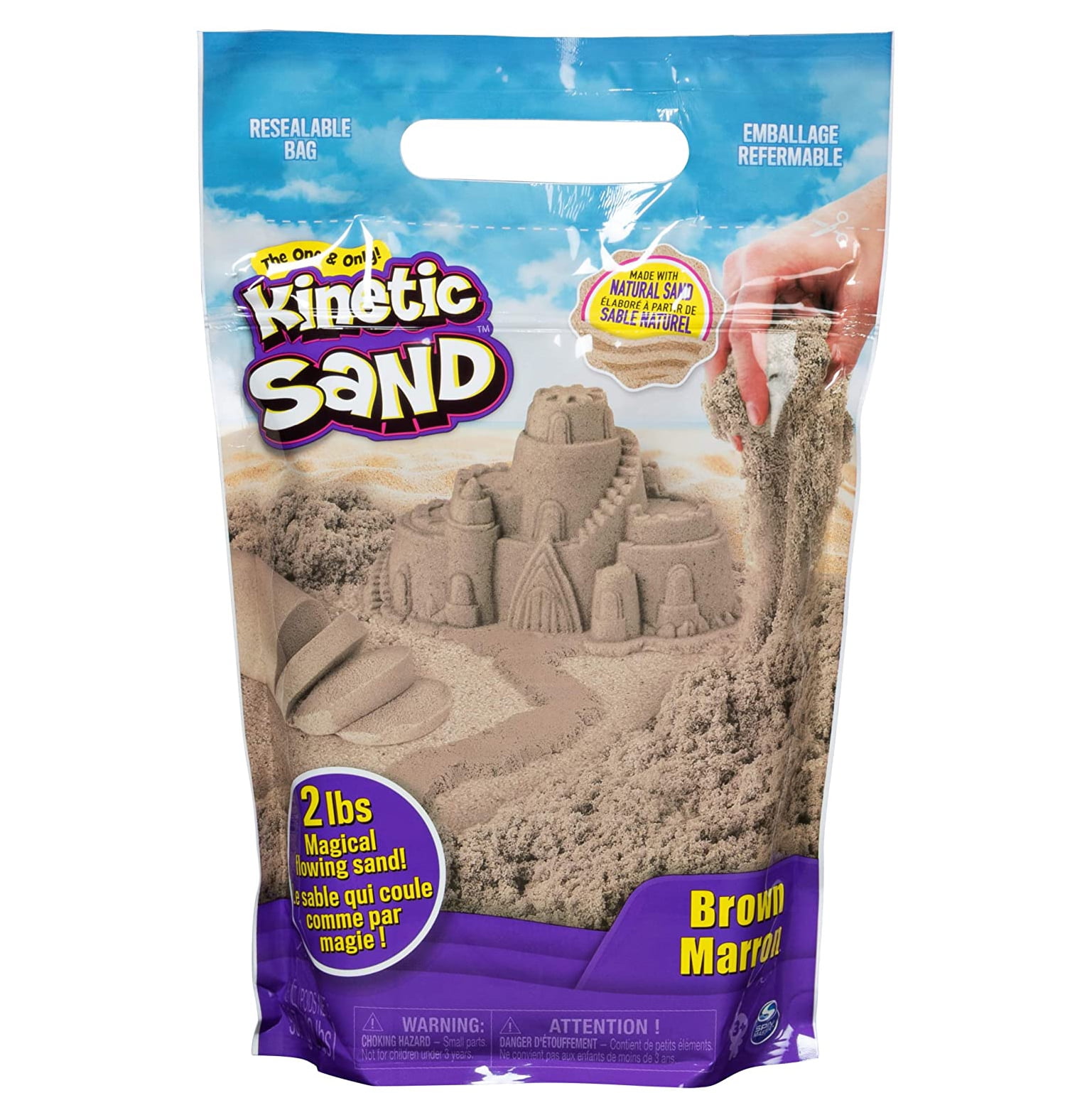 Kinetic Sand, The Original Moldable Sensory Play Sand, Brown, 2 lb. Resealable Bag, Ages 3+