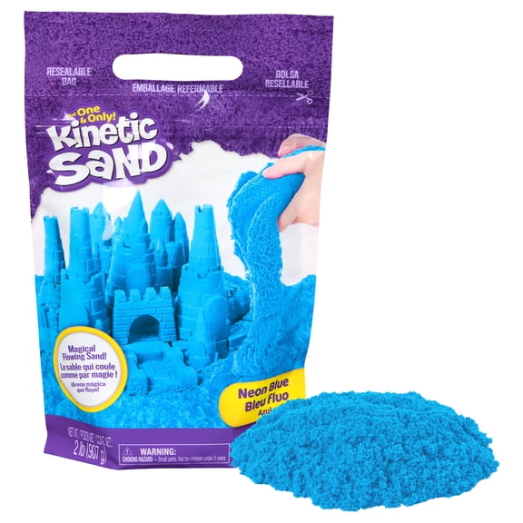 Kinetic Sand, 2lbs Blue Play Sand, Moldable Sensory Toys for Kids, Resealable Bag (Packaging May Vary), for Ages 3 and up