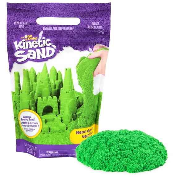 Kinetic Sand, 2lbs Green Play Sand, Moldable Sensory Toys for Kids, Resealable Bag (Packaging May Vary), for Ages 3 and up