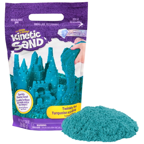 Kinetic Sand, Twinkly Teal 2lb Bag of All-Natural Shimmering Play Sand