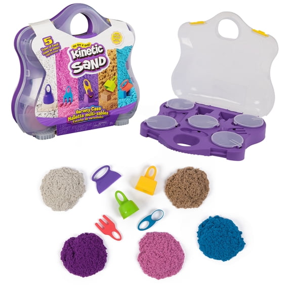 Kinetic Sand, Variety Case with 3 Styles Play Sand (2lbs) & 5 Tools