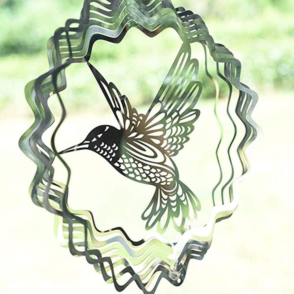 Kinetic Stainless Steel Wind Spinner-3D Hummingbird Indoor Outdoor ...