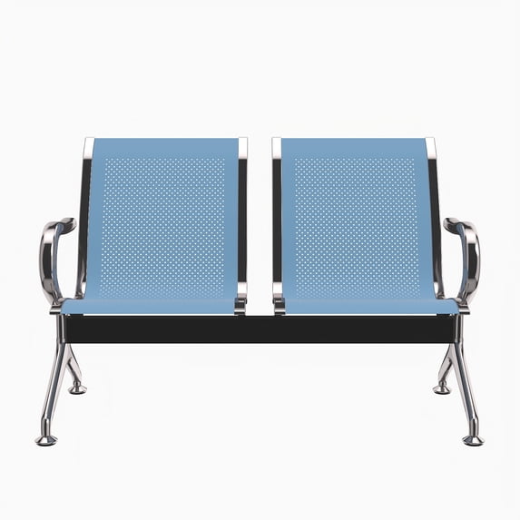 Kinfant 2-Seat Waiting Room Chair - Office Guest Reception Chairs with Ergonomic Backrests, Airport Waiting Bench with Armrests, Metal Waiting Furniture for Hospital, Bank, Salon, Blue