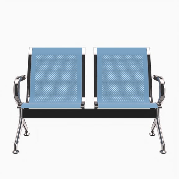 Kinfant 2-Seat Waiting Room Chair - Office Guest Reception Chairs with Ergonomic Backrests, Airport Waiting Bench with Armrests, Metal Waiting Furniture for Hospital, Bank, Salon, Blue
