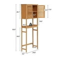 thumbnail image 1 of Kinfant Over The Toilet Storage Cabinet - with Adjustable Shelf and 6 Hooks Space Saver Double Door Organizer, Natural, 1 of 7