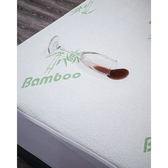 King- 100% Waterproof Bamboo Mattress Protector Ultra Soft Bamboo Fabric, Cooling, Noiseless Mattress Pad Covers - Hotel Quality Mattress Encasement with Deep Pocket Elastic Corner