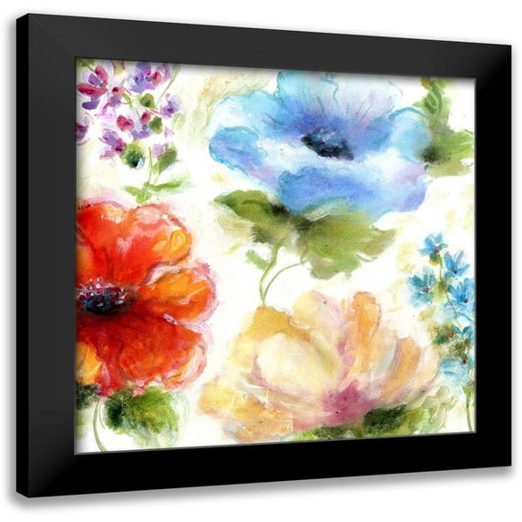 King 12x12 Black Modern Framed Museum Art Print Titled - Spring Watercolor III
