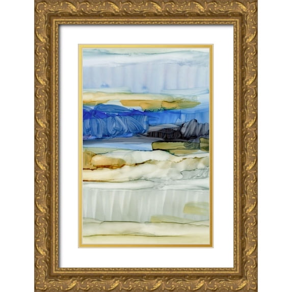 King 17x24 Gold Ornate Wood Framed with Double Matting Museum Art Print Titled - Fluid I