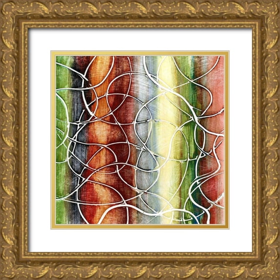 King 20x20 Gold Ornate Wood Framed with Double Matting Museum Art Print Titled - Squiggles I