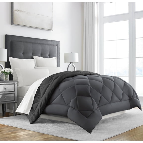 King 2100Sris Grey/Black Down Alternative All-Season Microfiber Comforter
