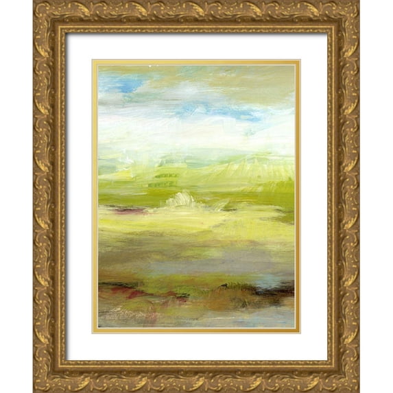 King 25x32 Gold Ornate Wood Framed with Double Matting Museum Art Print Titled - Grass Plains I