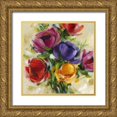thumbnail image 1 of King 26x26 Gold Ornate Wood Framed with Double Matting Museum Art Print Titled - Floral Jewel II, 1 of 4
