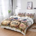 thumbnail image 1 of King 4 Piece Bedding Set 4th of July Watercolor Flower Soft Breathable Duvet Cover and Pillowcase, Vintage American Flag Duvet Cover Set Bed Sheets for Bedroom Dormitory Guest Room, 1 of 9