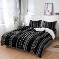 thumbnail image 1 of King 4 Piece Bedding Set Bohemian Geometric Style Soft Breathable Duvet Cover and Pillowcase, Black White Art Ethnic Striped Duvet Cover Set Bed Sheets for Bedroom Dormitory Guest Room, 1 of 9