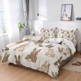 thumbnail image 1 of King 4 Piece Bedding Set Easter Bunny Tail Cartoon Style Soft Breathable Duvet Cover and Pillowcase, Brown Rabbit Retro Linen Duvet Cover Set Bed Sheets for Bedroom Dormitory Guest Room, 1 of 9