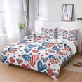 thumbnail image 1 of King 4 Piece Bedding Set Independence Day Love Heart Soft Breathable Duvet Cover and Pillowcase, American Flag Red Blue Star Duvet Cover Set Bed Sheets for Bedroom Dormitory Guest Room, 1 of 9