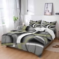 thumbnail image 1 of King 4 Piece Bedding Set Sage Green Grey Geometric Soft Breathable Duvet Cover and Pillowcase, Retro Abstract Circular Duvet Cover Set Bed Sheets for Bedroom Dormitory Guest Room, 1 of 9