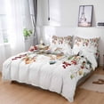 thumbnail image 1 of King 4 Piece Bedding Set Watercolor Eucalyptus Leaves Soft Breathable Duvet Cover and Pillowcase, Red Berry Green Leaves Duvet Cover Set Bed Sheets for Bedroom Dormitory Guest Room, 1 of 9