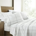 thumbnail image 1 of 100% Cotton Flannel Bed Sheets Set for King Size Bedding in Checkered Gray by Comfort Canopy, 1 of 15