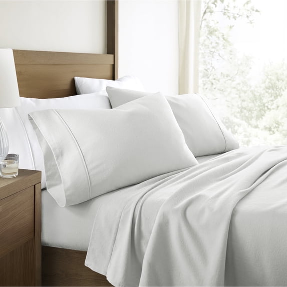 100% Cotton Flannel Bed Sheets Set for King Size Bedding in Light Gray by Comfort Canopy