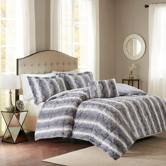 King 4PC Faux Fur Comforter Set
