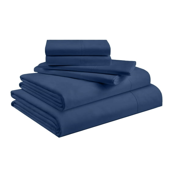 King 6-Piece Sheet Set 800-Thread Count 100% Pure Organic Cotton, 15" Deep Pockets (1 Flat, 1 Fitted, 4 Pillowcases) - Mediterranean Blue