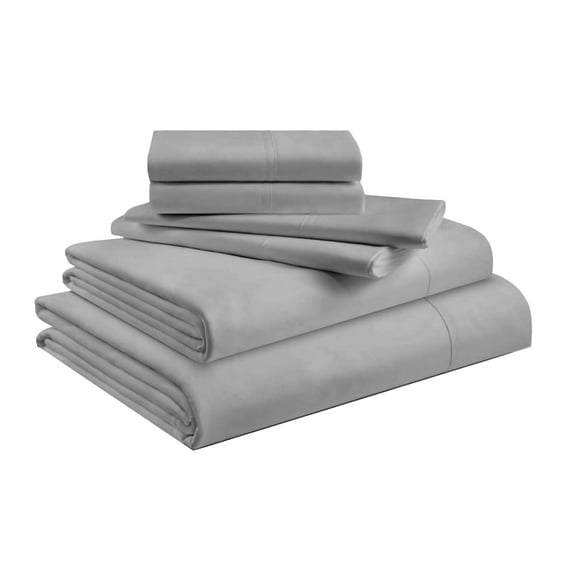 King 6-Piece Sheet Set 800-Thread Count 100% Pure Organic Cotton, 28" Deep Pockets (1 Flat, 1 Fitted, 4 Pillowcases) - Light Grey