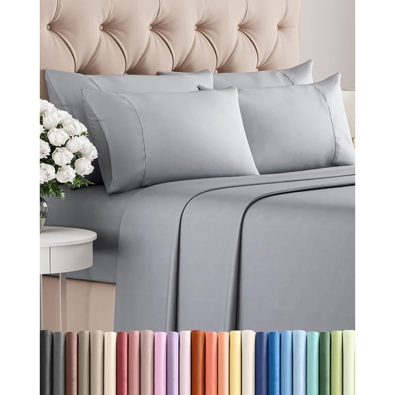 King 6 Piece Sheet Set - Comfy Breathable & Cooling Ultra-Soft Hotel Luxury Bedding with 8-16 Inch Deep Pockets 1 Flat Fitted 4 Pillowcases Wrinkle Free Easy Care Steel Blue