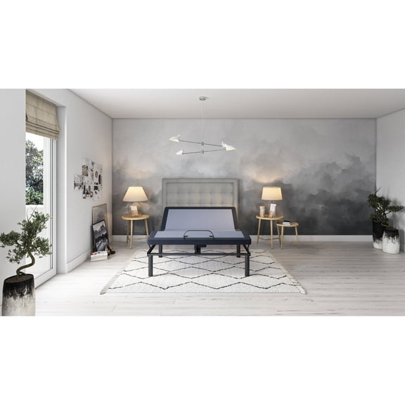 King Adjustable Bed Base With Head And Foot Positioning, 3 Vibration Modes, 2 Programmable Positions, No Box Spring Required & Adjustments, 3-level Intensity Massager, Emergency Battery Option