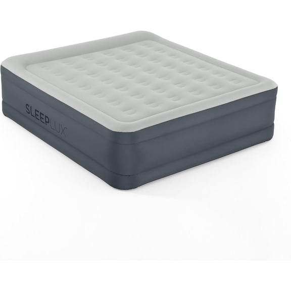King Air Mattress Extra Non-Leak Tough Guard Material 22" Raised Airbed with Built in Pump + USB Charger (80" 72"x22") Grey