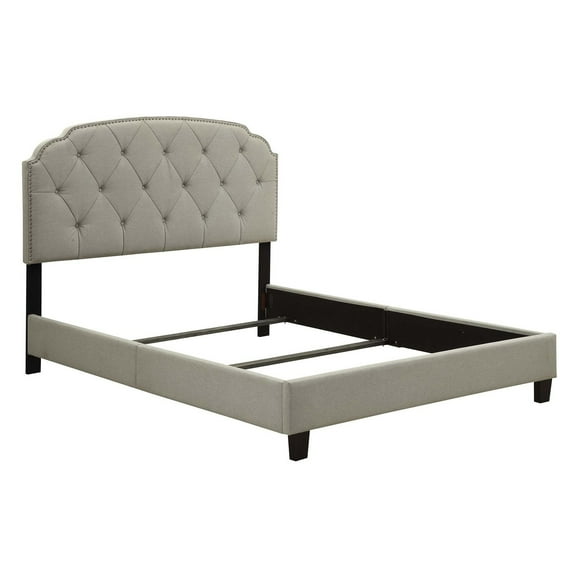 King All-In-One Shaped Corners Upholstered Bed in Trespass Marmor