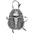 thumbnail image 1 of King Apron Egyptian Pharaoh Ruler Mummy Skull Skeleton Statue for Ancient Egypt Lovers Print, Unisex Kitchen Bib Apron with Adjustable Neck for Cooking Baking Gardening, Black and White, by Ambesonne, 1 of 3